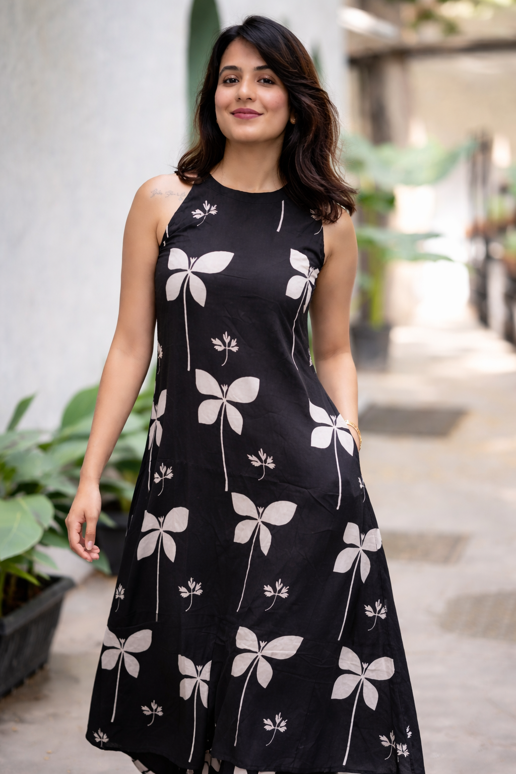 Cotton A-Line Kurta with Palazzo Co-ord set-Black