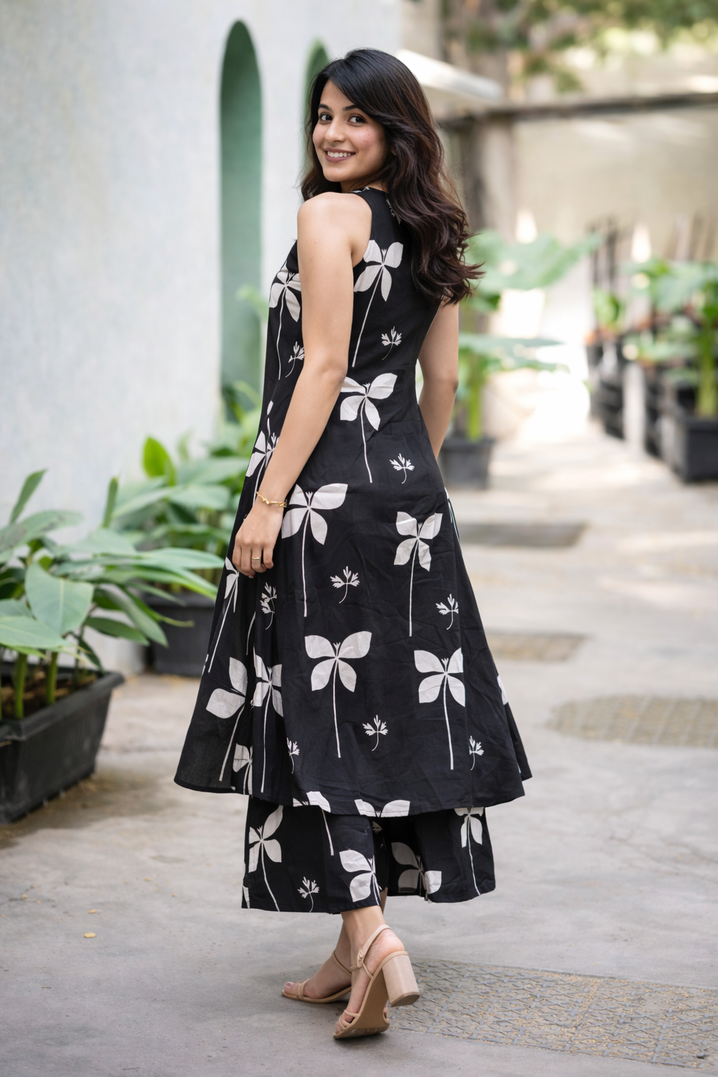 Cotton A-Line Kurta with Palazzo Co-ord set-Black