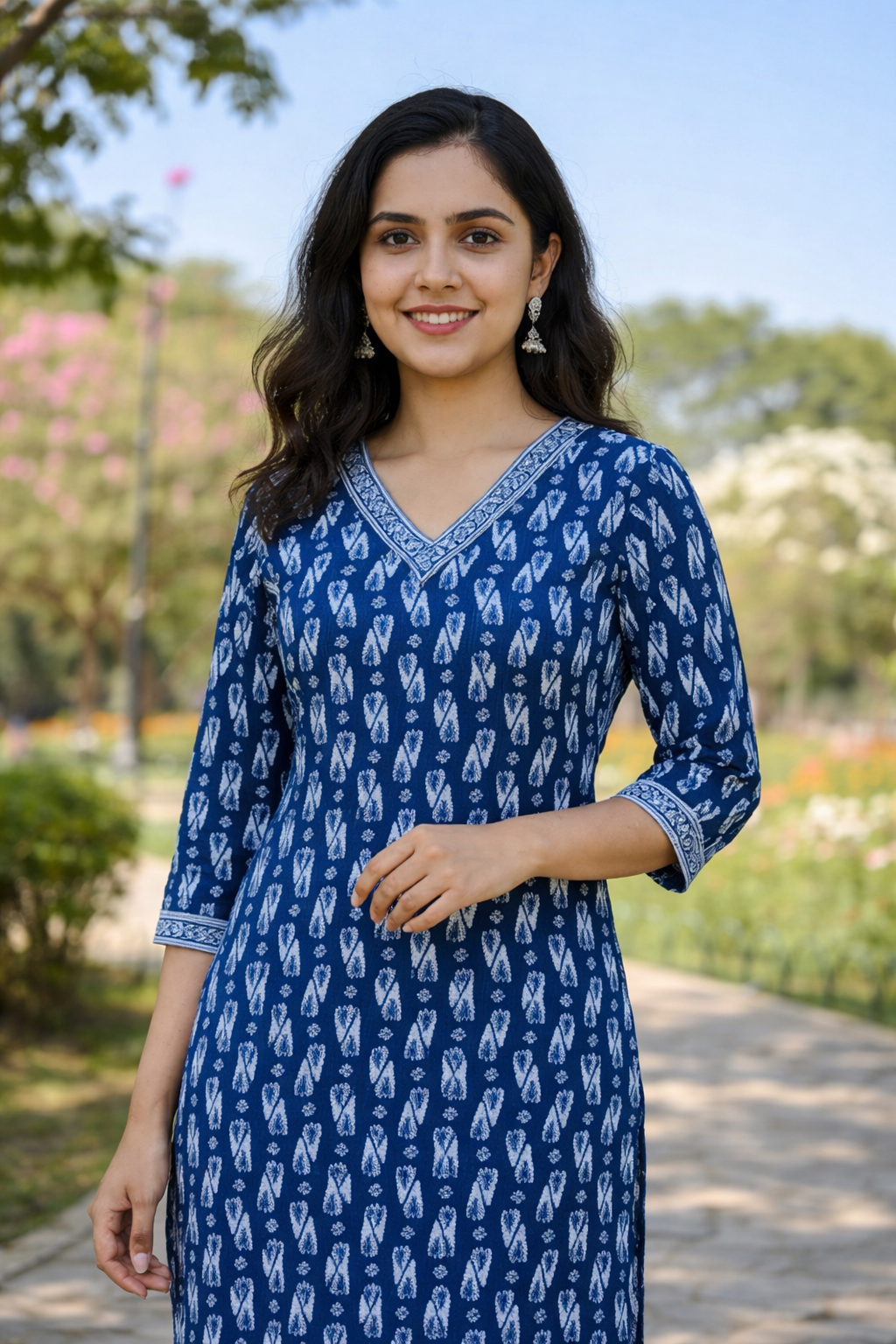 Cotton Kurta Pant Set-Blue