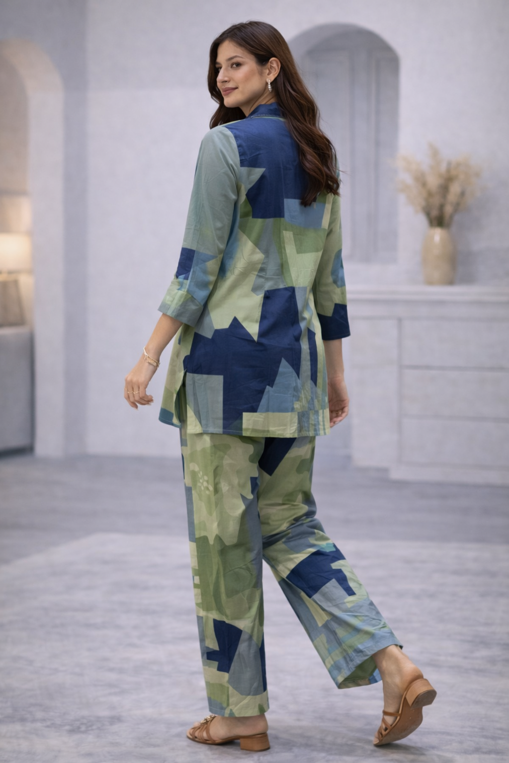 Cotton Printed Kurta with Pant Co-Ord Sets