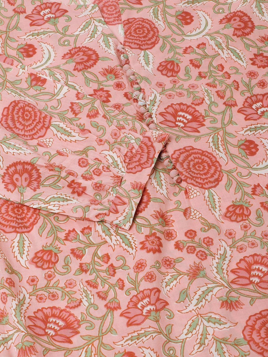 Floral Printed Cotton Co-ord set-Pink